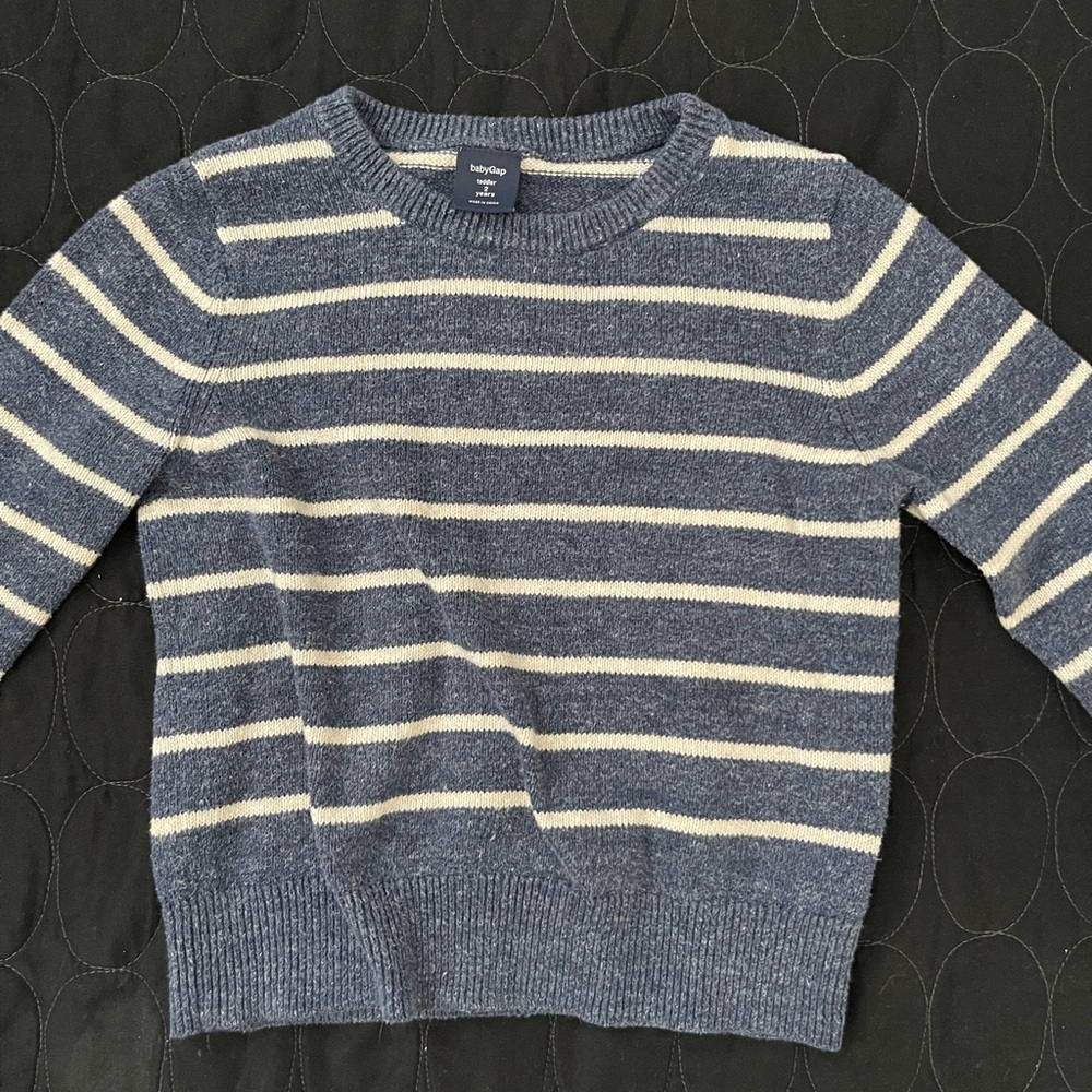 Toddler Striped Blue Crewneck Sweater